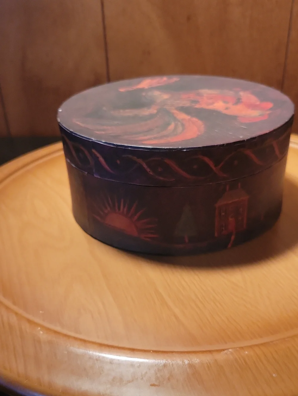 Lang Primitive Rooster Painted Box Round Candle Gift Set